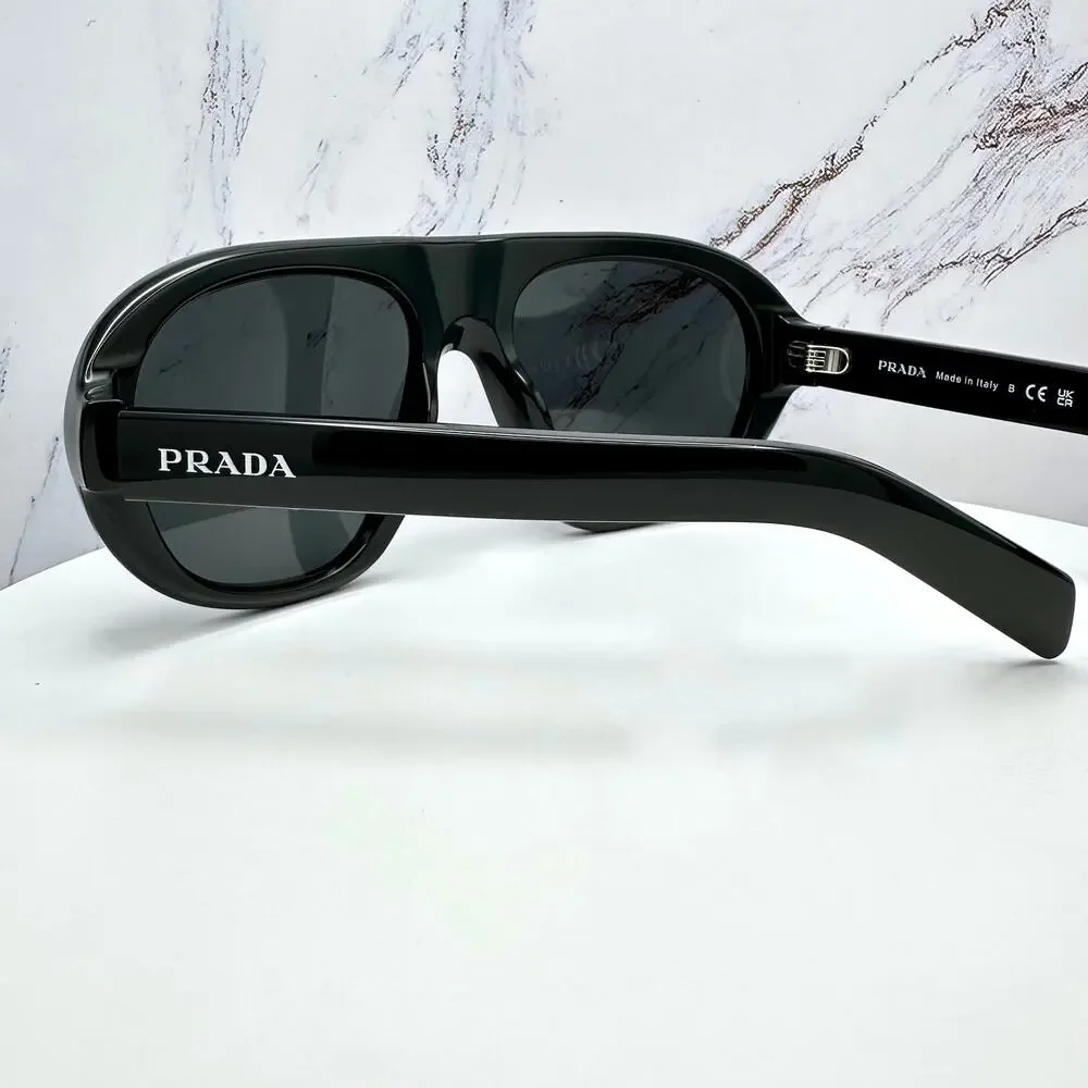 New PRADA Sunglasses PR C05S 16K08Z Black 2025 Collection Aviator Shield Mask - Picture 10 of 16
